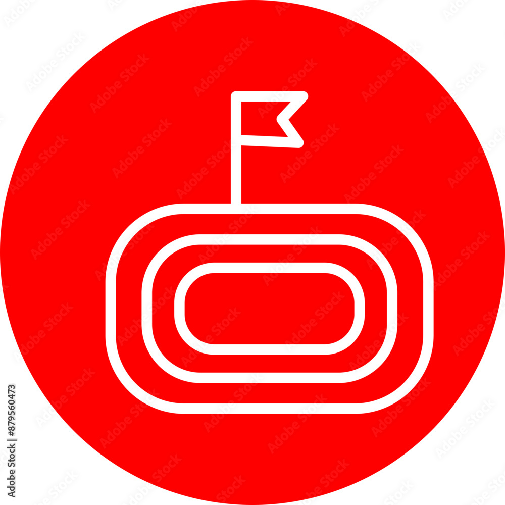 Running Track Vector Line White Circle Red Running Track Vector Line White Circle Red
