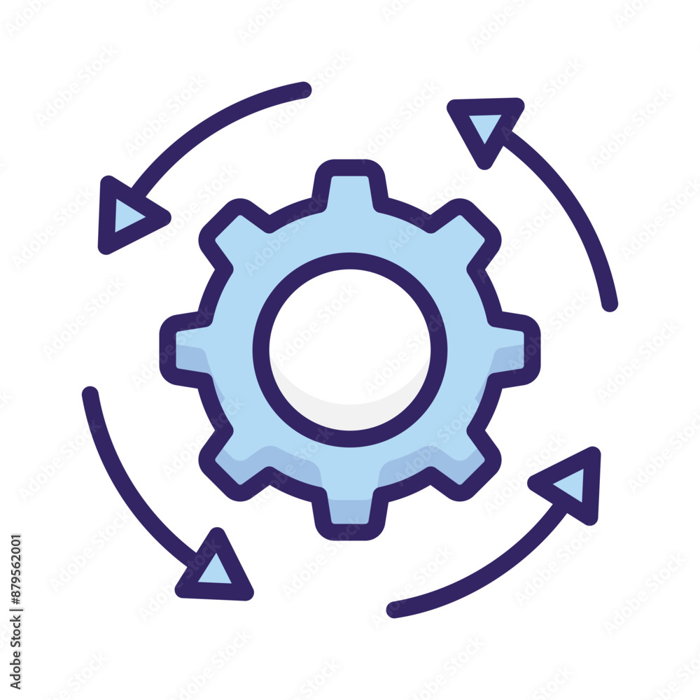 Cogwheel with arrow denoting icon of automation Cogwheel with arrow denoting icon of automation