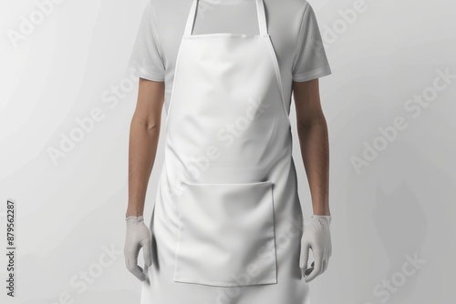 White apron Mock-up isolated on soft gray background.clean apron photo