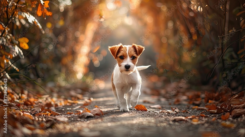 Curious Jack Russell Terrier Puppy Exploring Quaint Autumn Alleyway Curious Jack Russell Terrier Puppy Exploring Quaint Autumn Alleyway