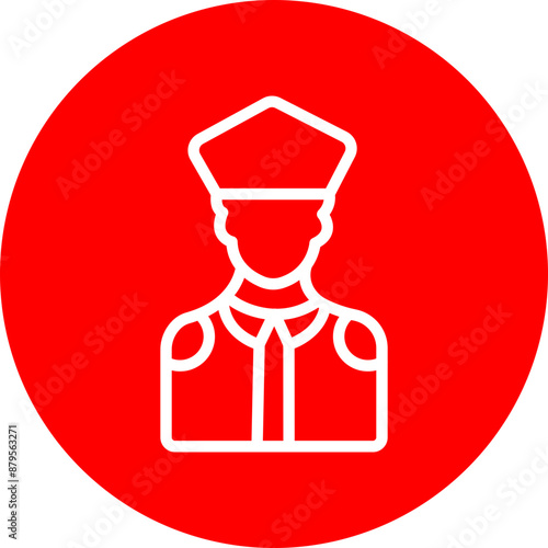 Police Vector Line White Circle Red