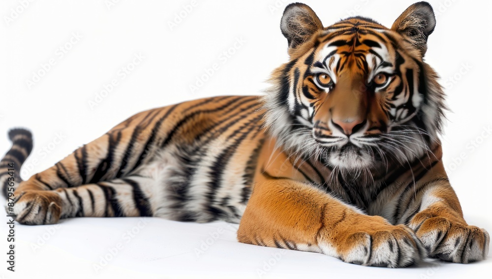 Fototapeta premium Majestic Tiger Portrait on White Background