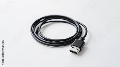 Isolated USB Type A to C phone charger on white background, mobile data cable