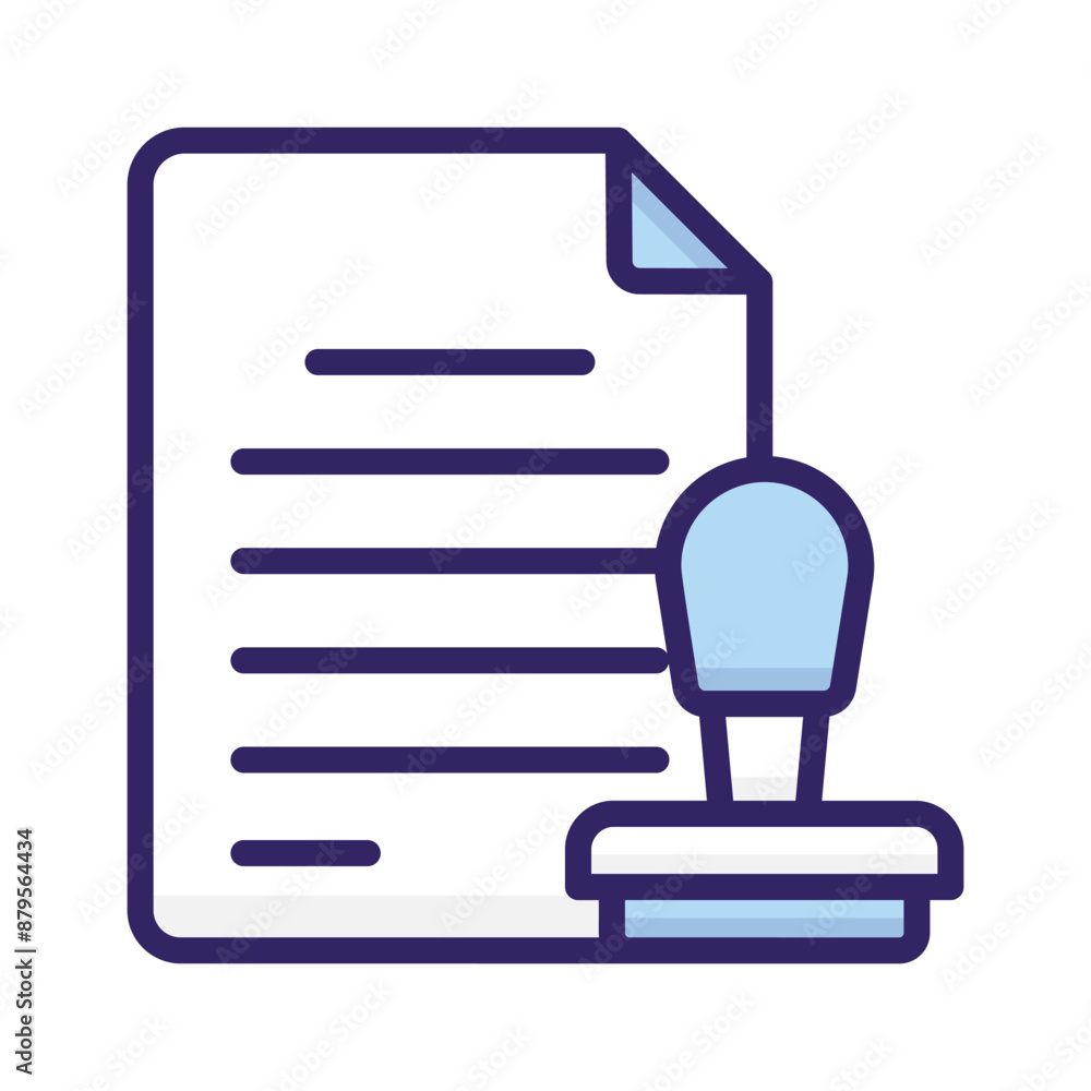 Stamp and paper showing vector of official document in trendy style Stamp and paper showing vector of official document in trendy style