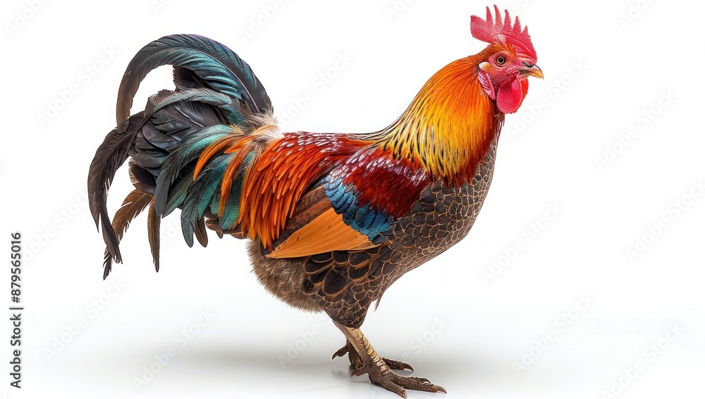 Fototapeta premium Vibrant Rooster with Colorful Plumage