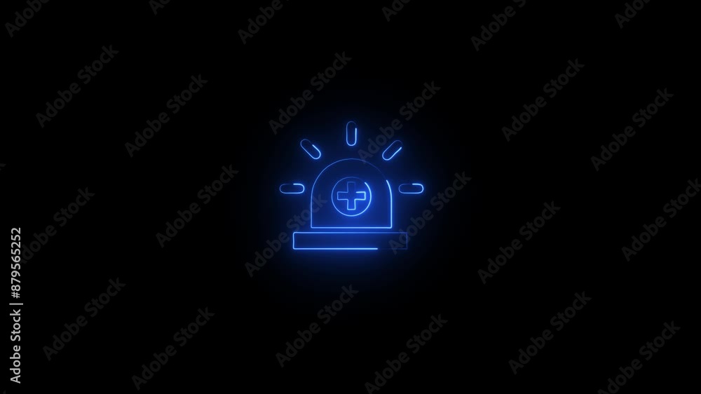Neon line Emergency siren icon. flat style emergency and ambulance symbols Animation on white background Neon line Emergency siren icon. flat style emergency and ambulance symbols Animation on white background
