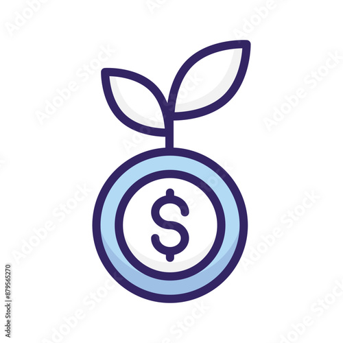 Grab this carefully crafted money plant vector, icon of business development
