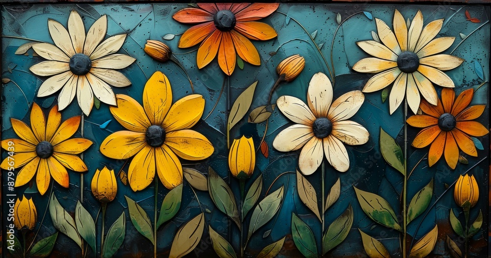 Vibrant Stained Glass Daisy Wall Art, Colorful Mosaic Flowers Painting, Decorative Home Accents for Sunny Spaces Vibrant Stained Glass Daisy Wall Art, Colorful Mosaic Flowers Painting, Decorative Home Accents for Sunny Spaces