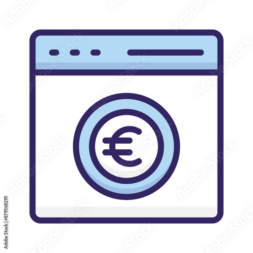 Dollar coin inside webpage showing concept icon of pay per click or monetization