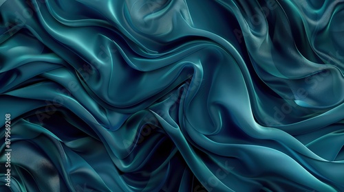 Wallpaper Mural A tranquil flow of smoke swirls in a seamless pattern, where vibrant indigo merges with shades of teal to mimic a luxurious silk texture. Torontodigital.ca
