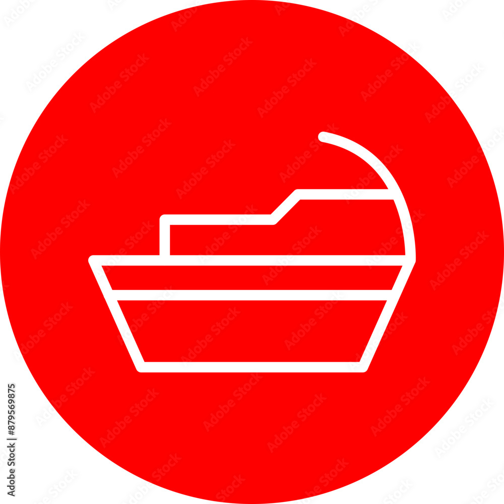 Jetski Vector Line White Circle Red Jetski Vector Line White Circle Red