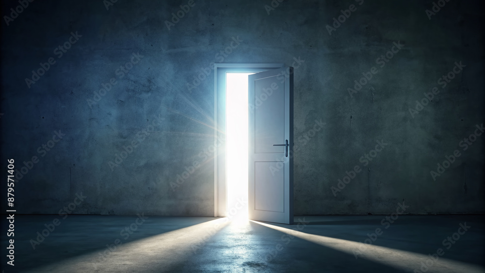 Copyspace design of hope amid the gloom concept, a bright exit door in dark room, the light at the end of the tunnel Copyspace design of hope amid the gloom concept, a bright exit door in dark room, the light at the end of the tunnel