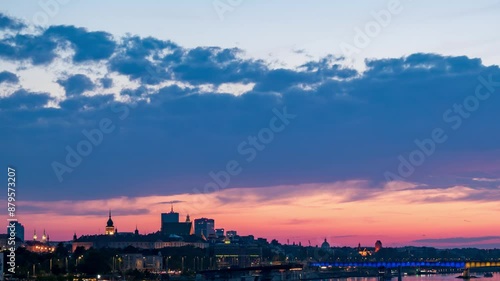 Spring Day Time-Lapse in Warsaw Featuring Pink Blue Sky photo