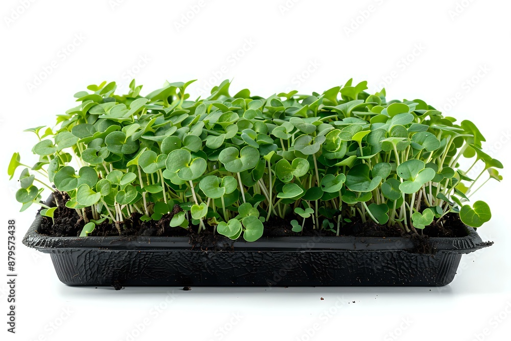 A tray of fresh green microgreens, symbolizing health, nutrition, and organic farming, suitable for themes of healthy eating, gardening, and sustainable living. A tray of fresh green microgreens, symbolizing health, nutrition, and organic farming, suitable for themes of healthy eating, gardening, and sustainable living.