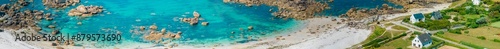 Aerial view of Pontusval beaches. Plounour-Brignogan-Plages, France. Rocks singularly shaped. Atlantic Ocean. The Coast of Legends photo