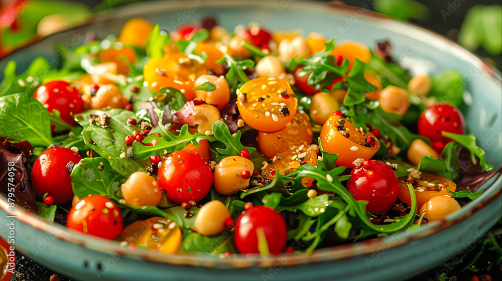 Fresh and Nutritious Garden Salad with Colorful Vegetables, Nuts, and Light Dressing Close-Up Fresh and Nutritious Garden Salad with Colorful Vegetables, Nuts, and Light Dressing Close-Up