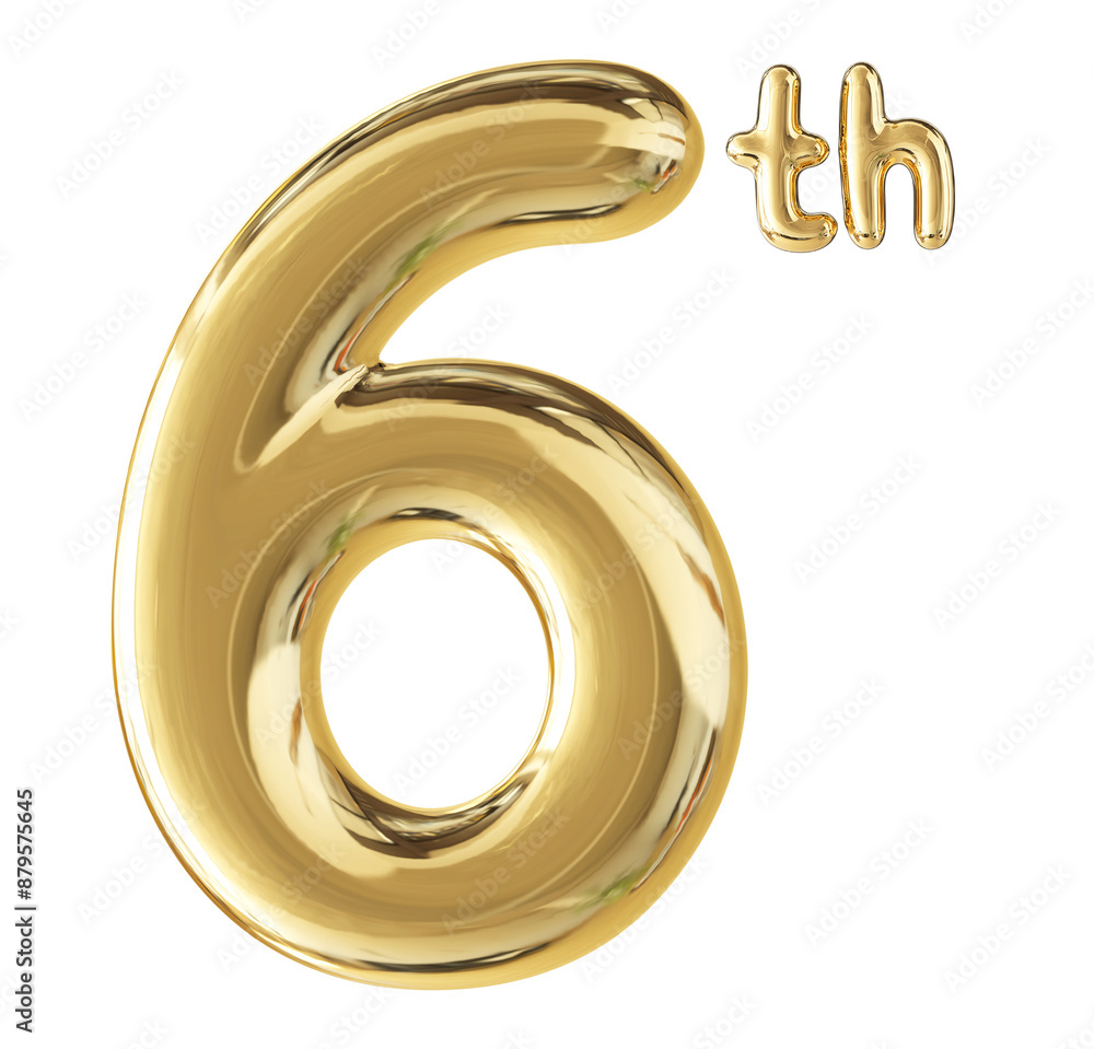6th Anniversary Gold Number 3D 6th Anniversary Gold Number 3D