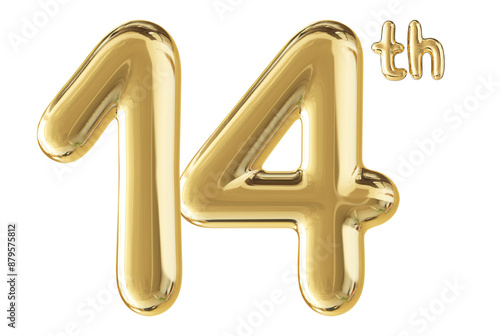 14th Anniversary Gold Number 3D