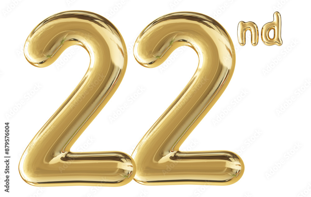 22nd Anniversary Gold Number 3D 22nd Anniversary Gold Number 3D