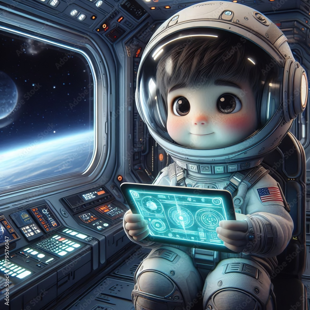Little Space Traveler in Spaceship Little Space Traveler in Spaceship