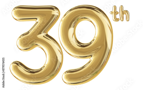 39th Anniversary Gold Number 3D