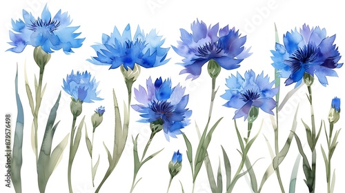 Watercolor Blue Flowers