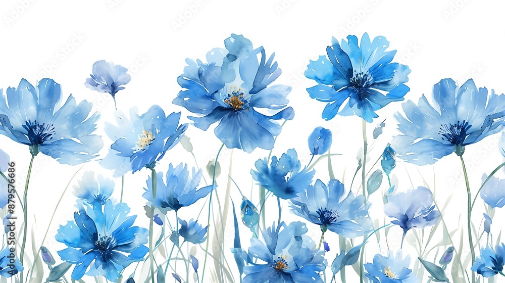 Watercolor Blue Flowers Watercolor Blue Flowers