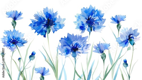 Watercolor Blue Flowers