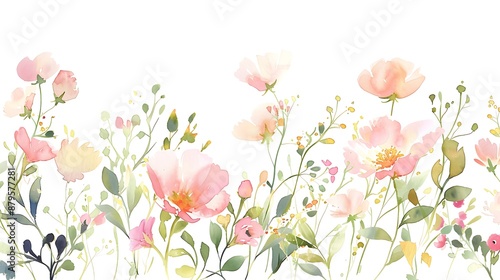 Watercolor Floral Border