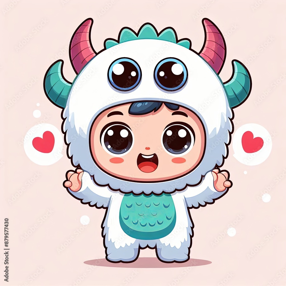 Fototapeta premium Child Beastie in Fluffy Onesie