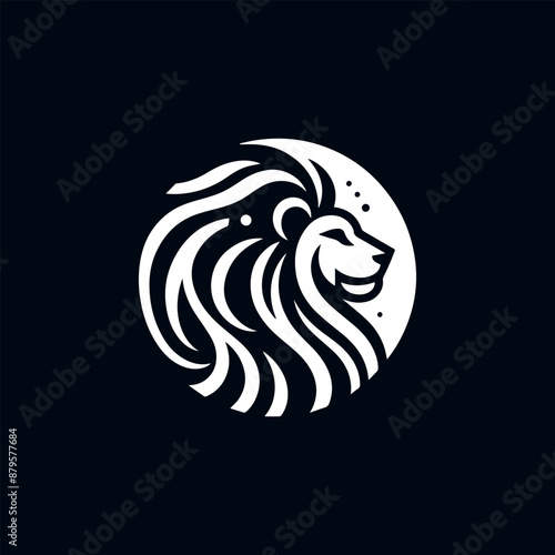 Lion head creative circle illustration vector logo icon for t-shirt design. Bold and impactful graphic for branding.