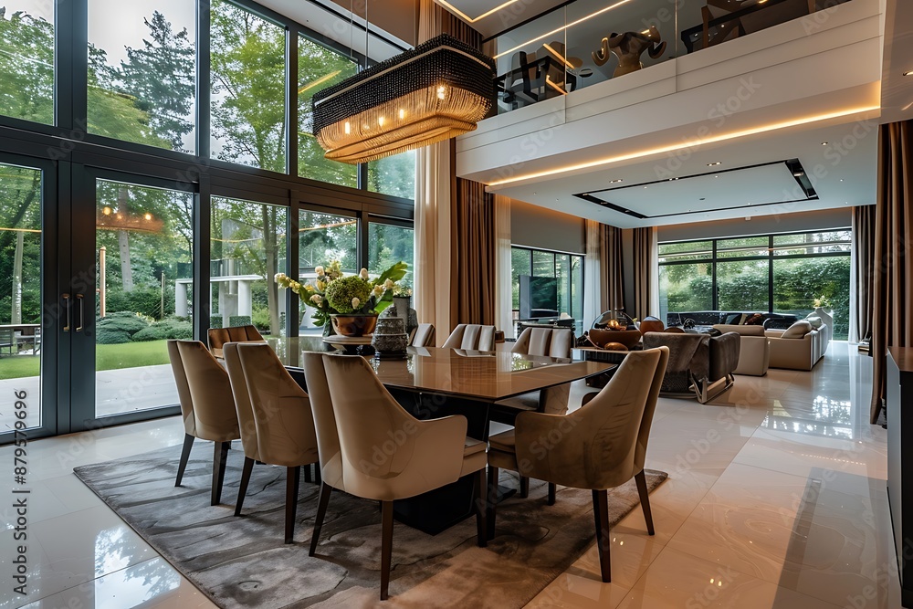 Modern Dining Room with Large Windows Modern Dining Room with Large Windows