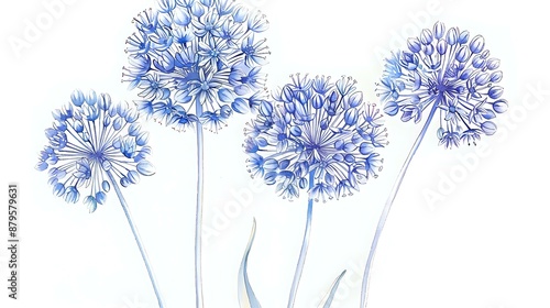 Wallpaper Mural Delicate watercolor illustration of blue flowers, ideal for botanical art, home decor, and greeting cards. Torontodigital.ca