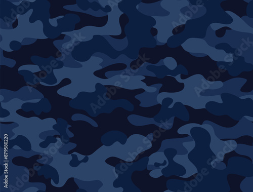 
camouflage blue pattern, repeat texture, dark background on print