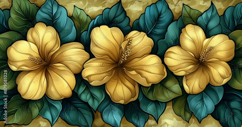 Flower Wallpaper - Yellow and Green Floral Design Flower Wallpaper - Yellow and Green Floral Design
