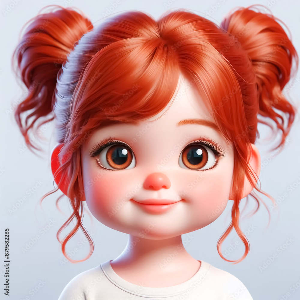 Cartoon portrait of a happy girl with big bright eyes. Children's illustrations for books, cards or other uses Cartoon portrait of a happy girl with big bright eyes. Children's illustrations for books, cards or other uses