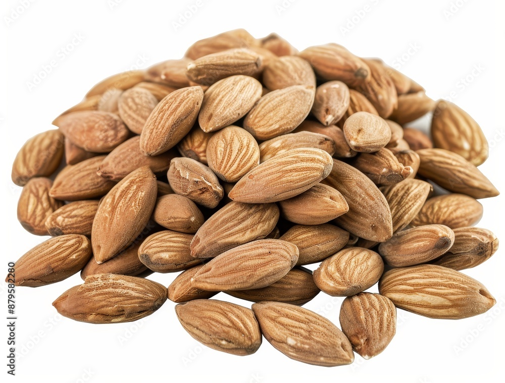 Obraz premium Food isolated seed brown fruit closeup of an almond nut food that is healthy organic by nature, nutrition group