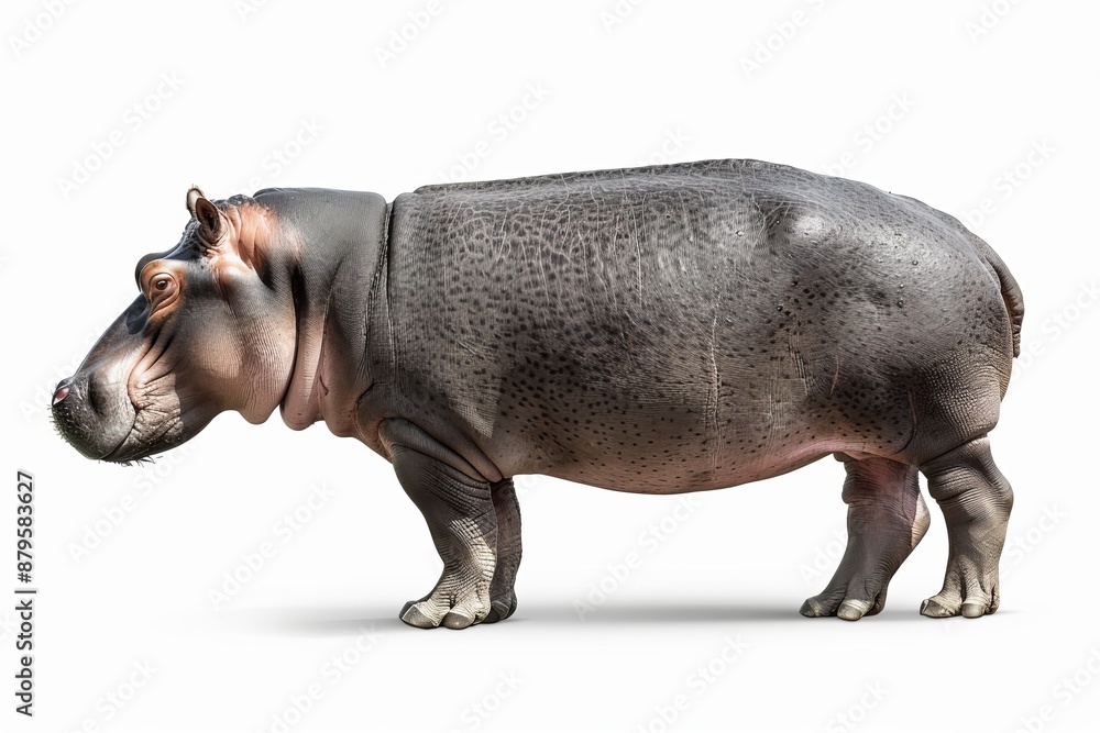 Isolated on a transparent background, a hippo is shown Isolated on a transparent background, a hippo is shown