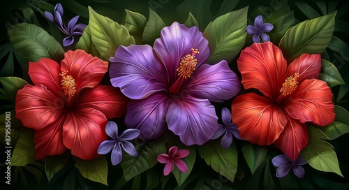 Wallpaper Mural Colorful Flower Bouquet, Hawaiian Leis, Vibrant Flowers, Tropical Decoration Torontodigital.ca