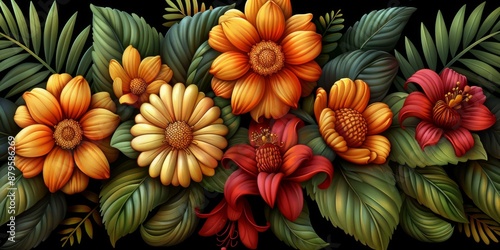 Wallpaper Mural Vibrant Flower Arrangement, Fall Colors Torontodigital.ca
