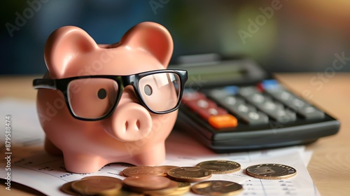 piggy bank and calculator