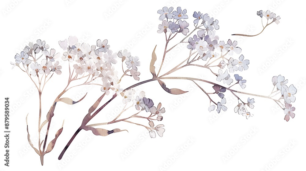 White Flowers Watercolor Illustration White Flowers Watercolor Illustration