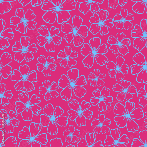 Seamless background, floral pattern. Сute contemporary minimalistic trendy background