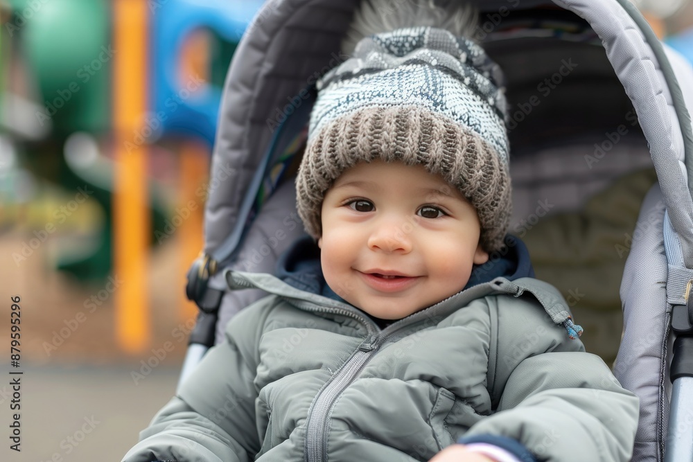 A Winter's Day Out: A Baby Smiles in a Stroller A Winter's Day Out: A Baby Smiles in a Stroller