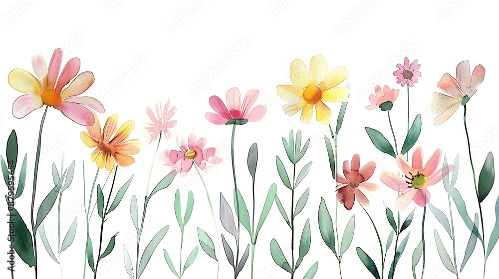 Watercolor Pink Daisy Bouquet Watercolor Pink Daisy Bouquet