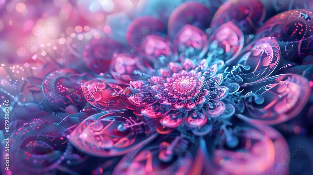 Abstract Floral Design in Pink and Blue Abstract Floral Design in Pink and Blue