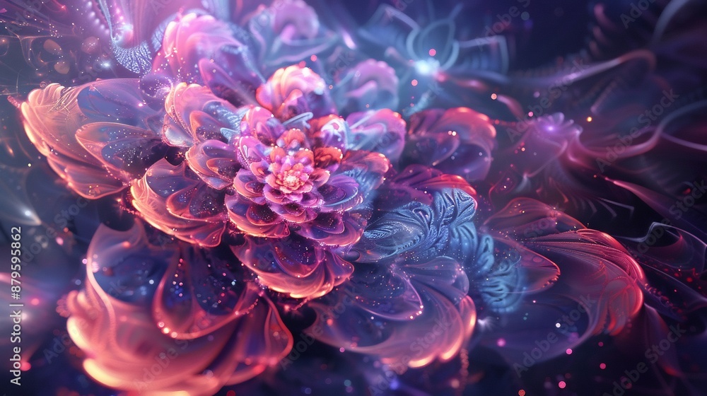 Abstract Flower with Glowing Petals Abstract Flower with Glowing Petals