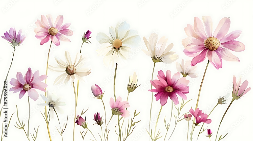Watercolor Pink Daisy Bouquet Watercolor Pink Daisy Bouquet