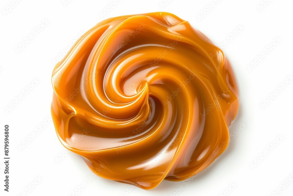 On a transparent background, a caramel swirl is isolated. On a transparent background, a caramel swirl is isolated.