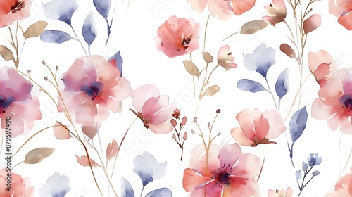 Wallpaper Mural Watercolor Floral Pattern Torontodigital.ca